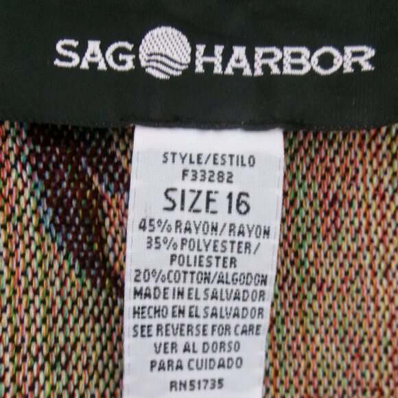 Tapestry Jacket by Sag Harbor 16 Burgundy Olive Green Blue Pockets Button Down - Picture 6 of 6